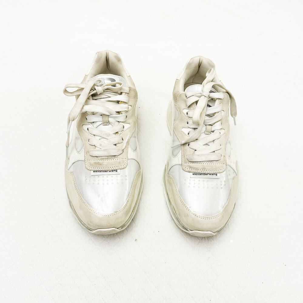 Alexander Wang White Stadium Sneakers Suede Leather Mix Size 38.5 / 7.5 US
